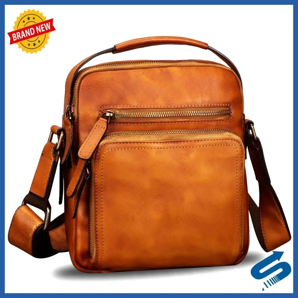 Genuine Leather Messenger Bag Crossbody Shoulder Satchel Medium Size
